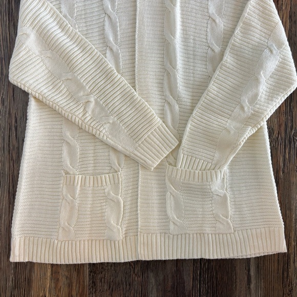 Collections Etc Cable Knit Long Sleeve Layering Cardigan Womens XL Cream 31” L - Picture 7 of 9